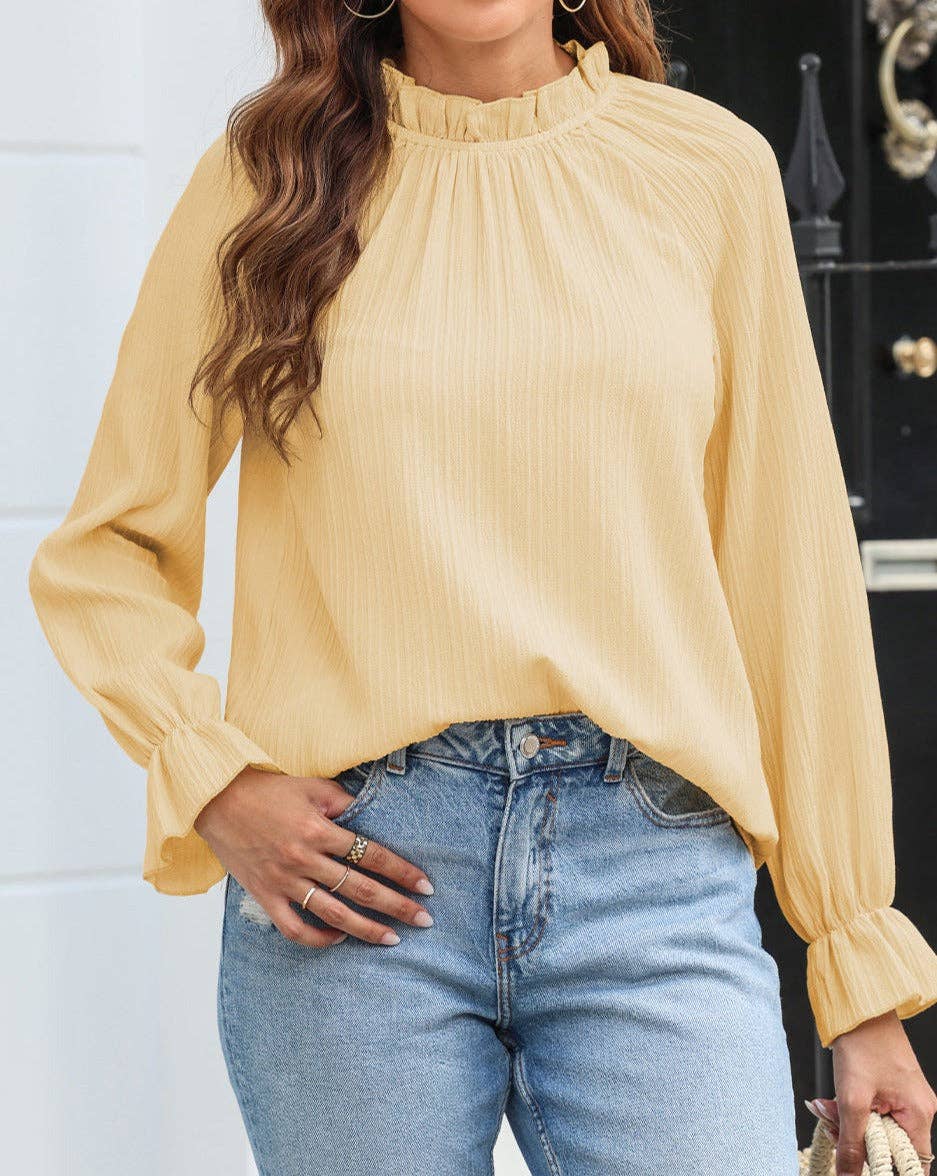 Frilled Bubble Sleeve Blouse