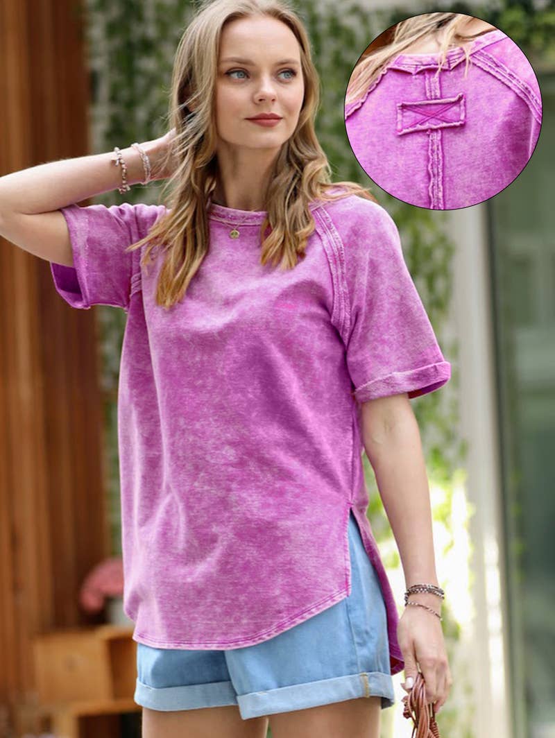 `.French Terry Vintage Wash Casual Top