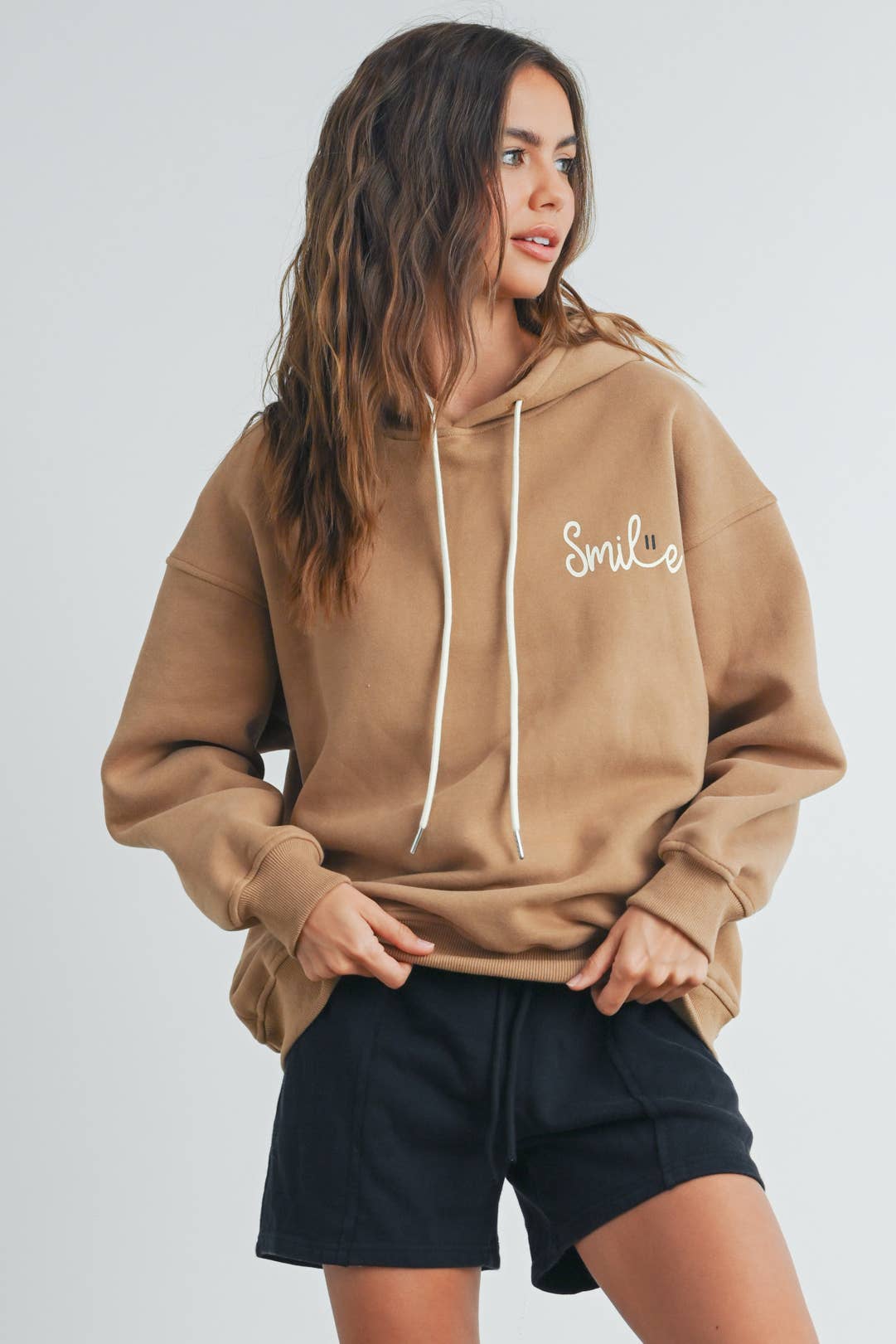 SMILE PRINTED DRAWSTRING HOODIE - BMT7415
