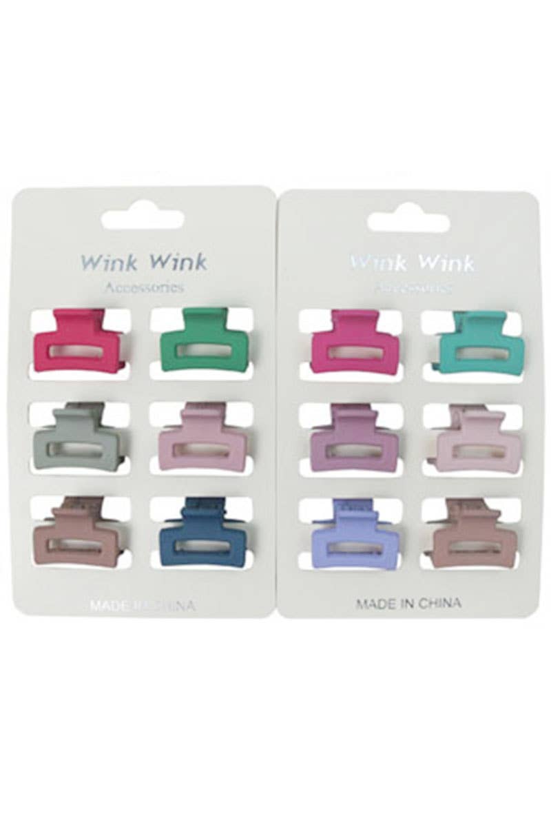 Mini Matte Block Clip Hair Claw 6 pcs/pack