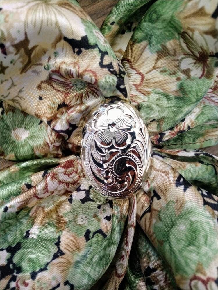 Wild Rag Sage Green Vintage Floral Print Cowboy Western Neck Scarf Neckerchief Bandanna by Double B Wild Rags