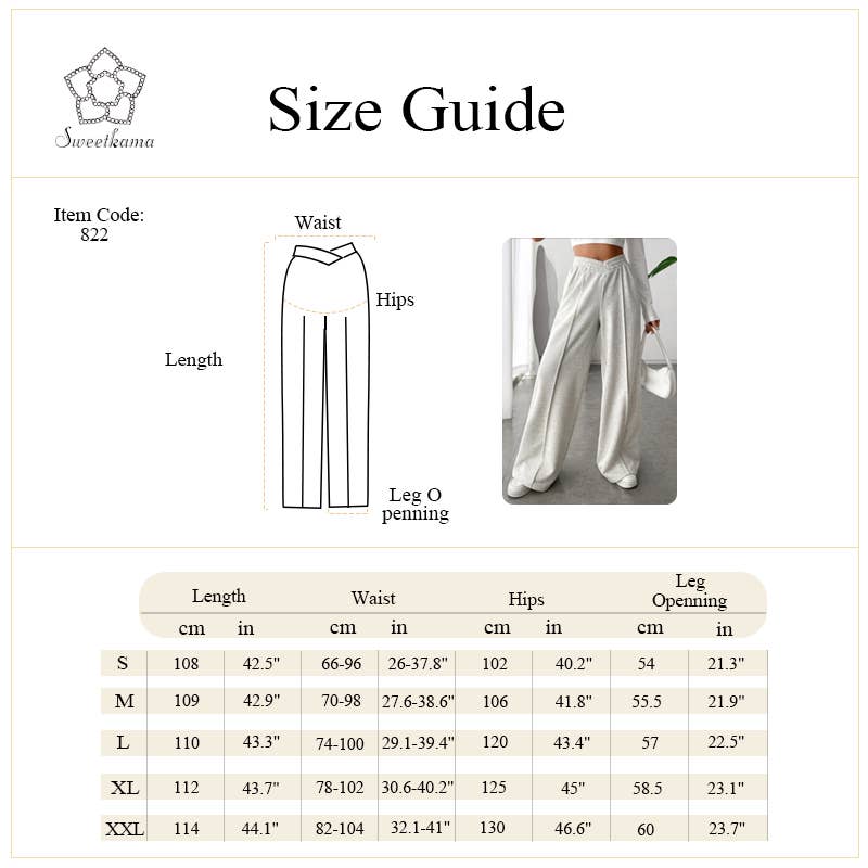 Solid Color Trendy Loose Style Wide-Leg Pants 822
