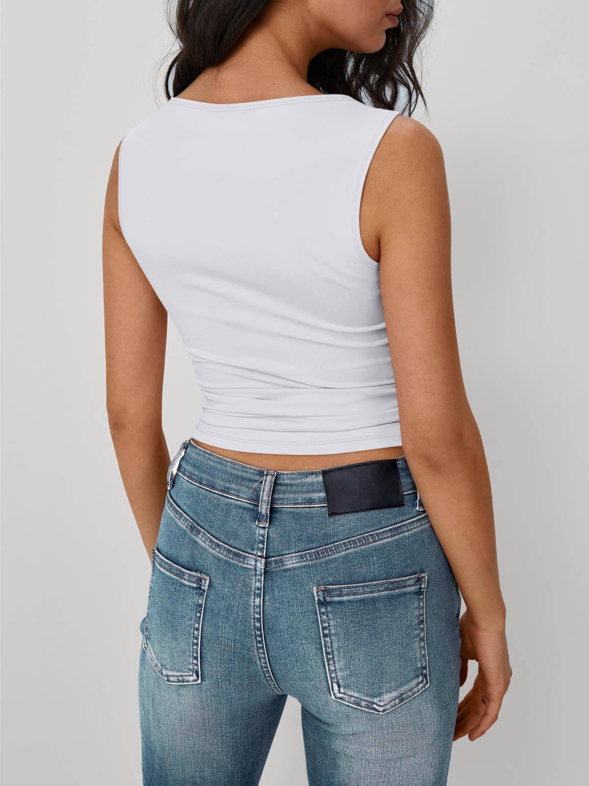 Boat neck Essential basic fitted vest top