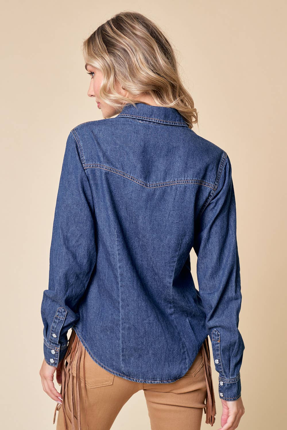 SIT3800A WESTERN DK WASH SNAP BUTTONS LIGHT DENIM SHIRT