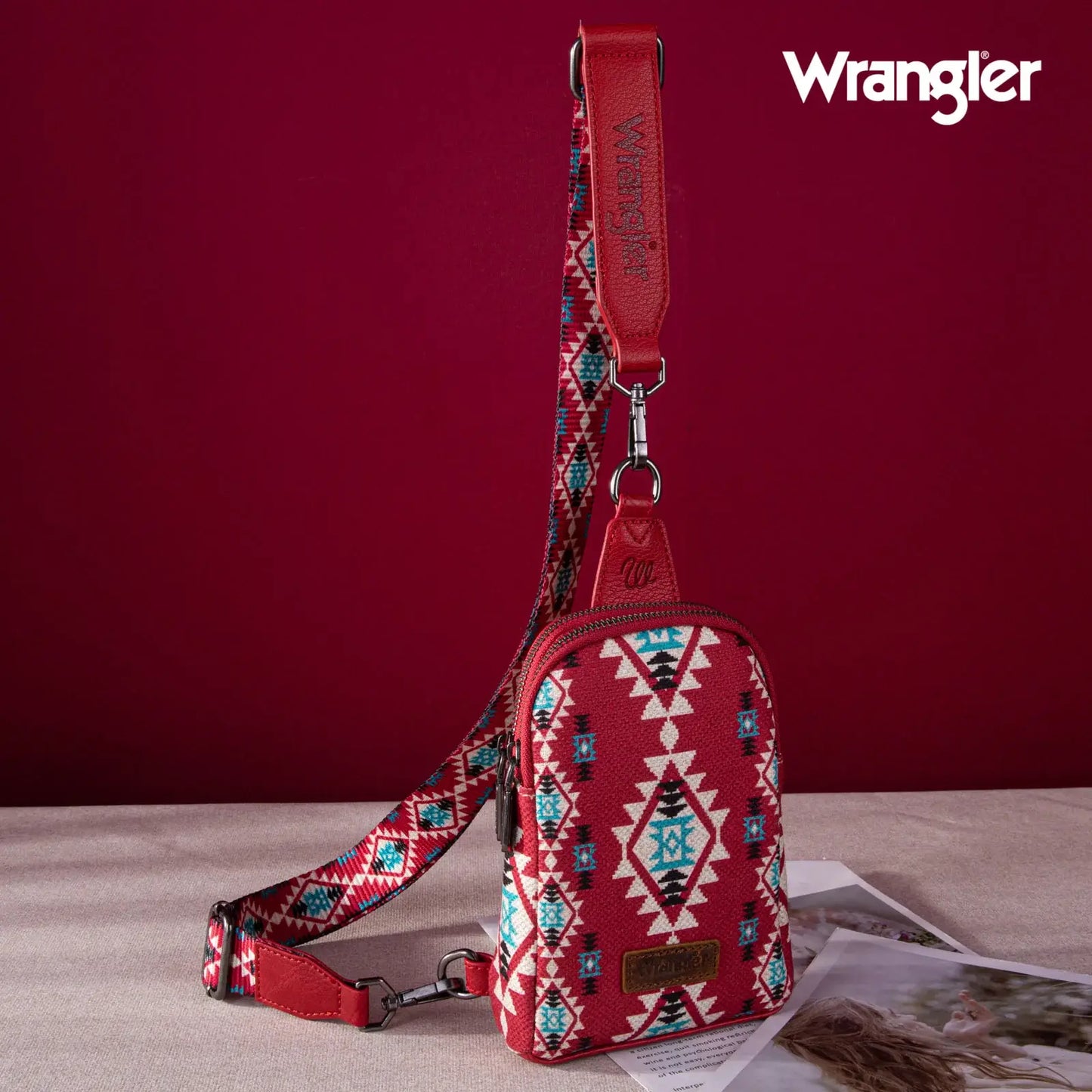 Wrangler Aztec Print Crossbody Sling Chest Bag