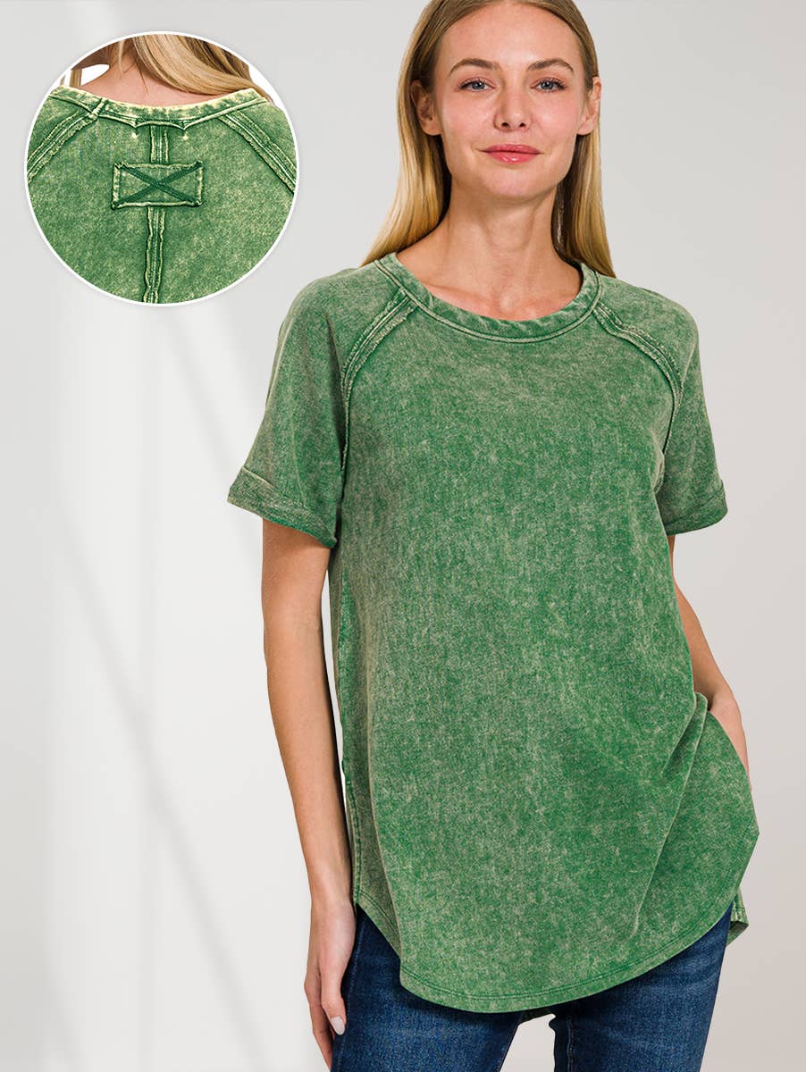 `.French Terry Vintage Wash Casual Top