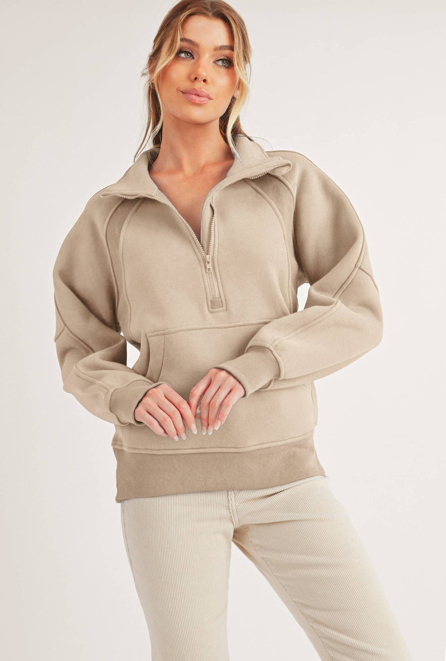 986DK Long Dove Funnel Neck Half Zip 1
