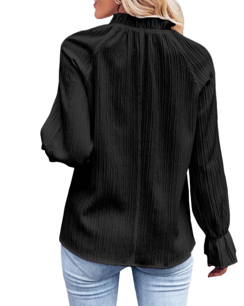 Frilled Bubble Sleeve Blouse