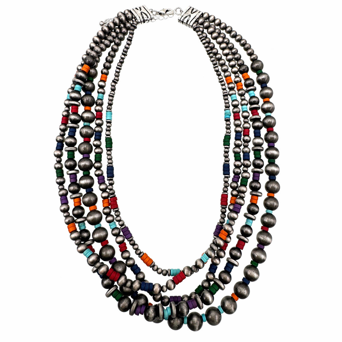 Western Multicolor Southwestern Beads Chunky 18" Necklace