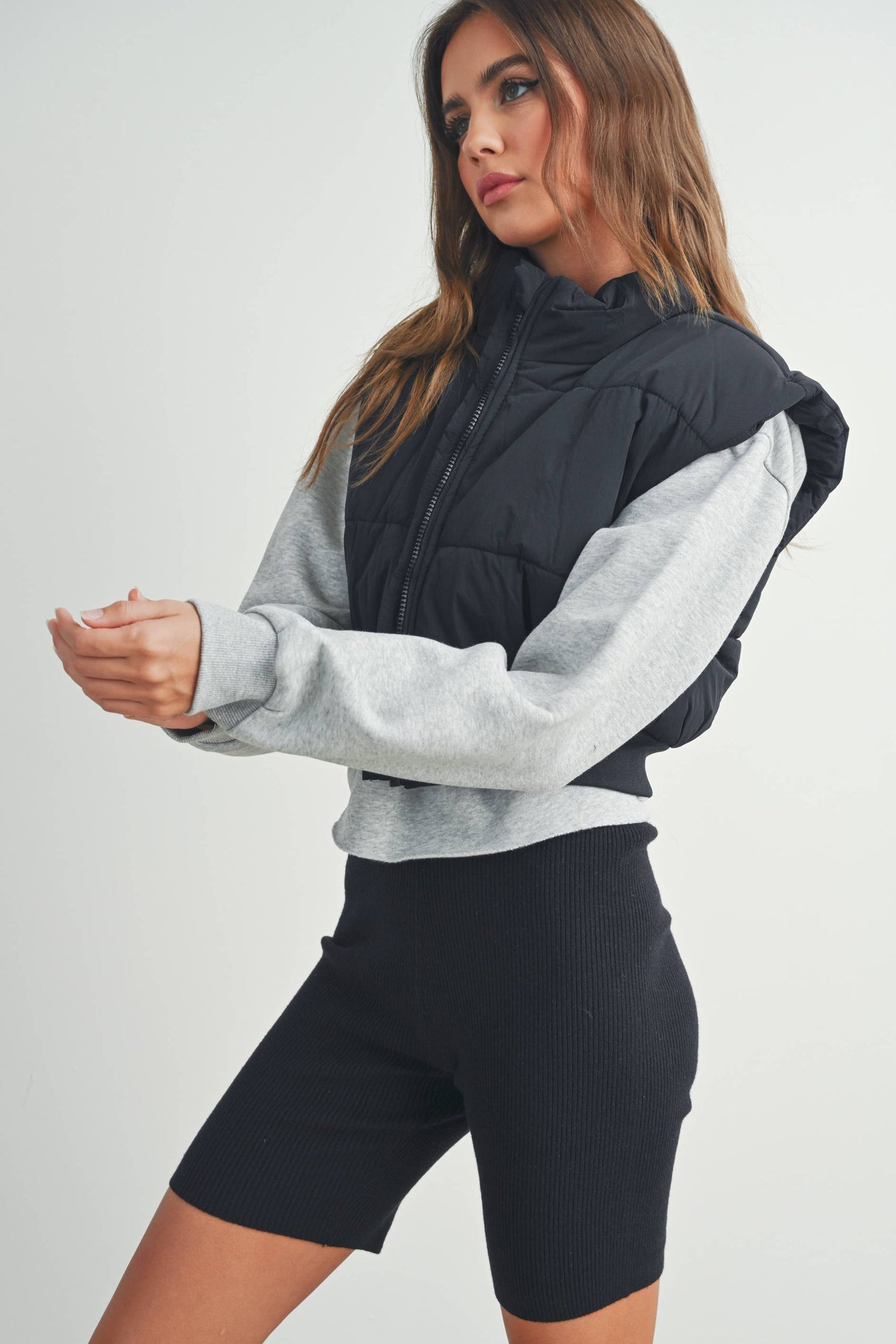 FALL ZIP-UP CROP PUFFER FALL VEST - BMJ7012