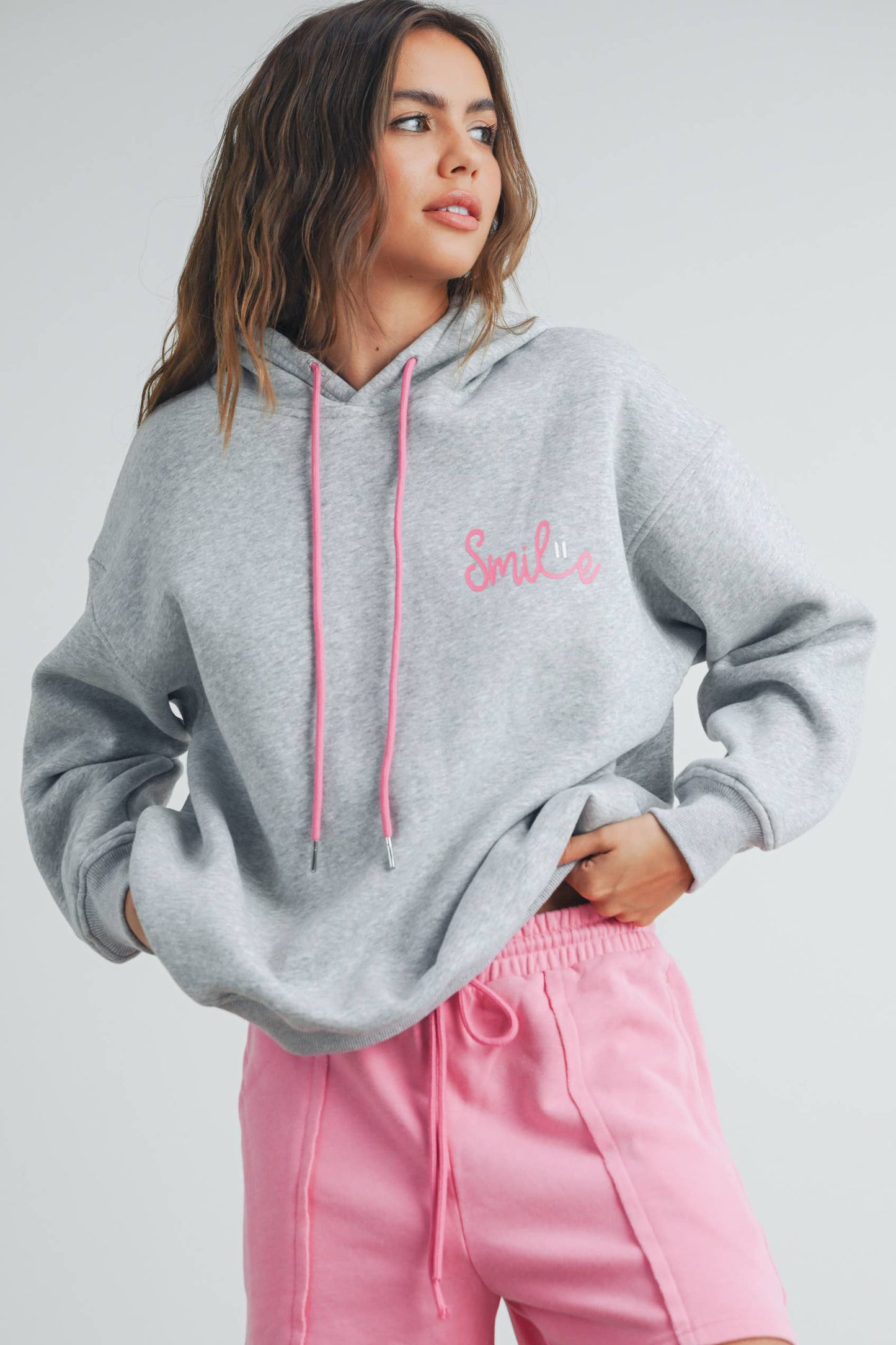 SMILE PRINTED DRAWSTRING HOODIE - BMT7415