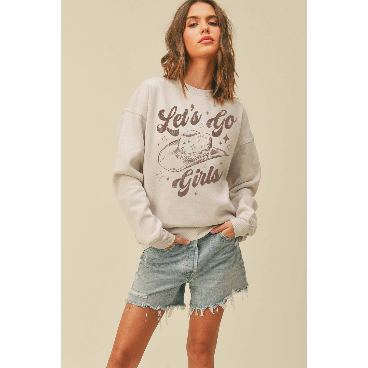 Lets Go Girls Cowboy Hat Graphic Sweatshirt
