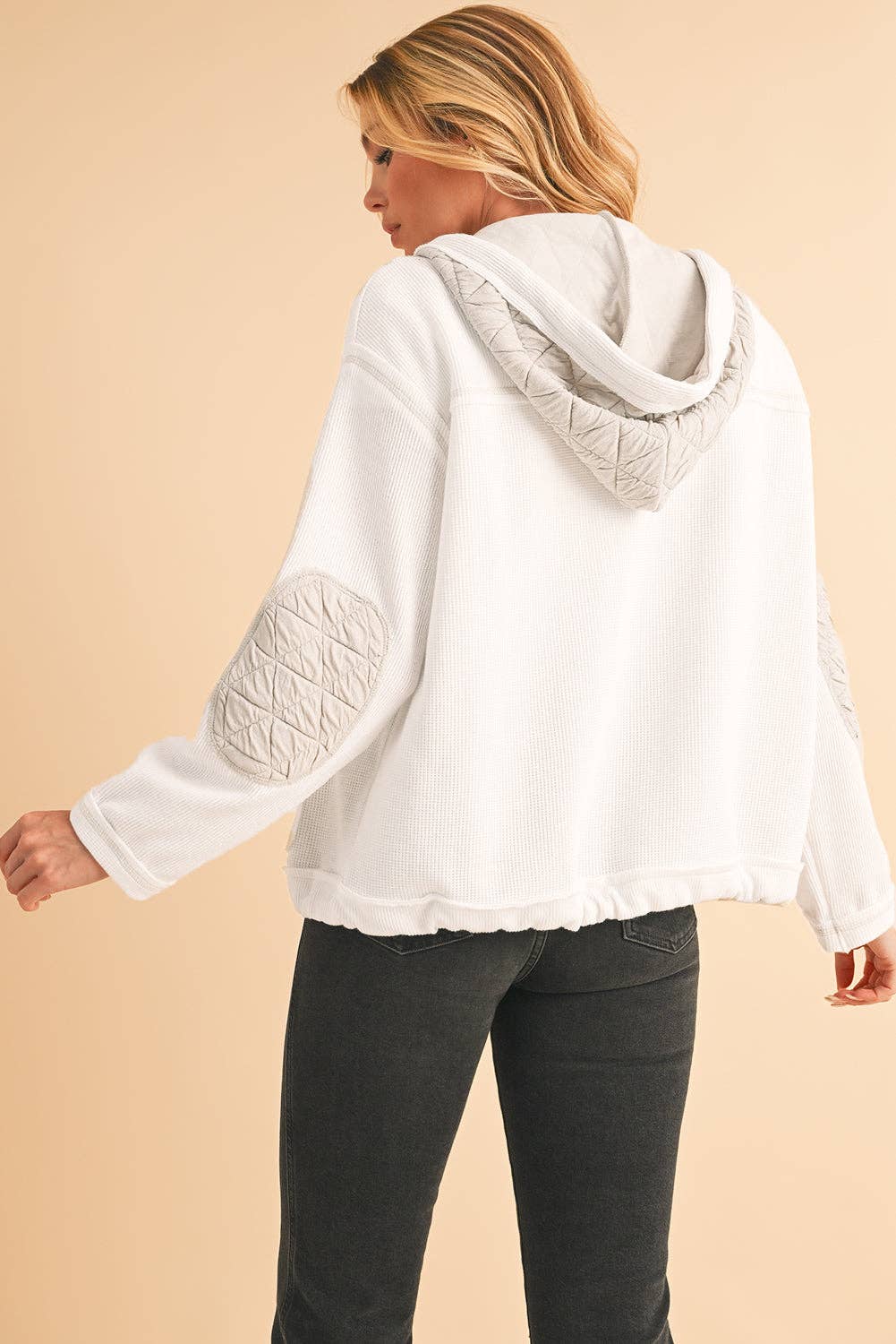 Felisha Quilted Patchwork Hooded Jacket | S-XL
