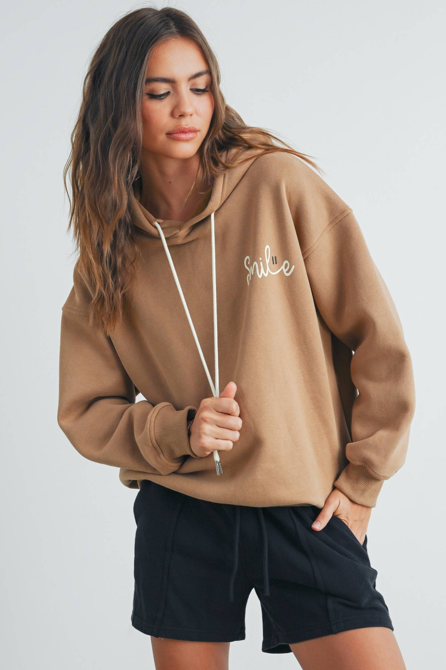 SMILE PRINTED DRAWSTRING HOODIE - BMT7415