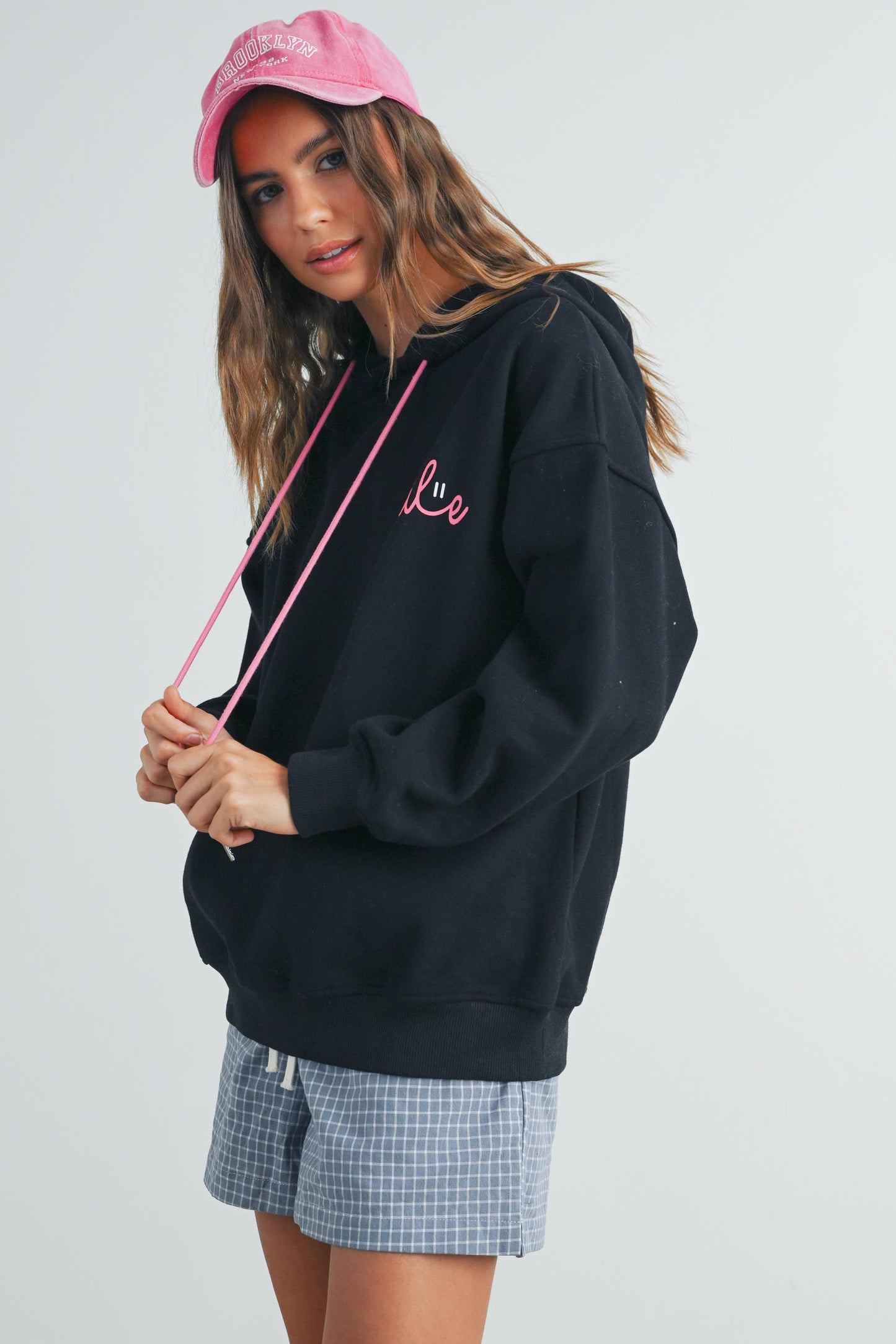 SMILE PRINTED DRAWSTRING HOODIE - BMT7415