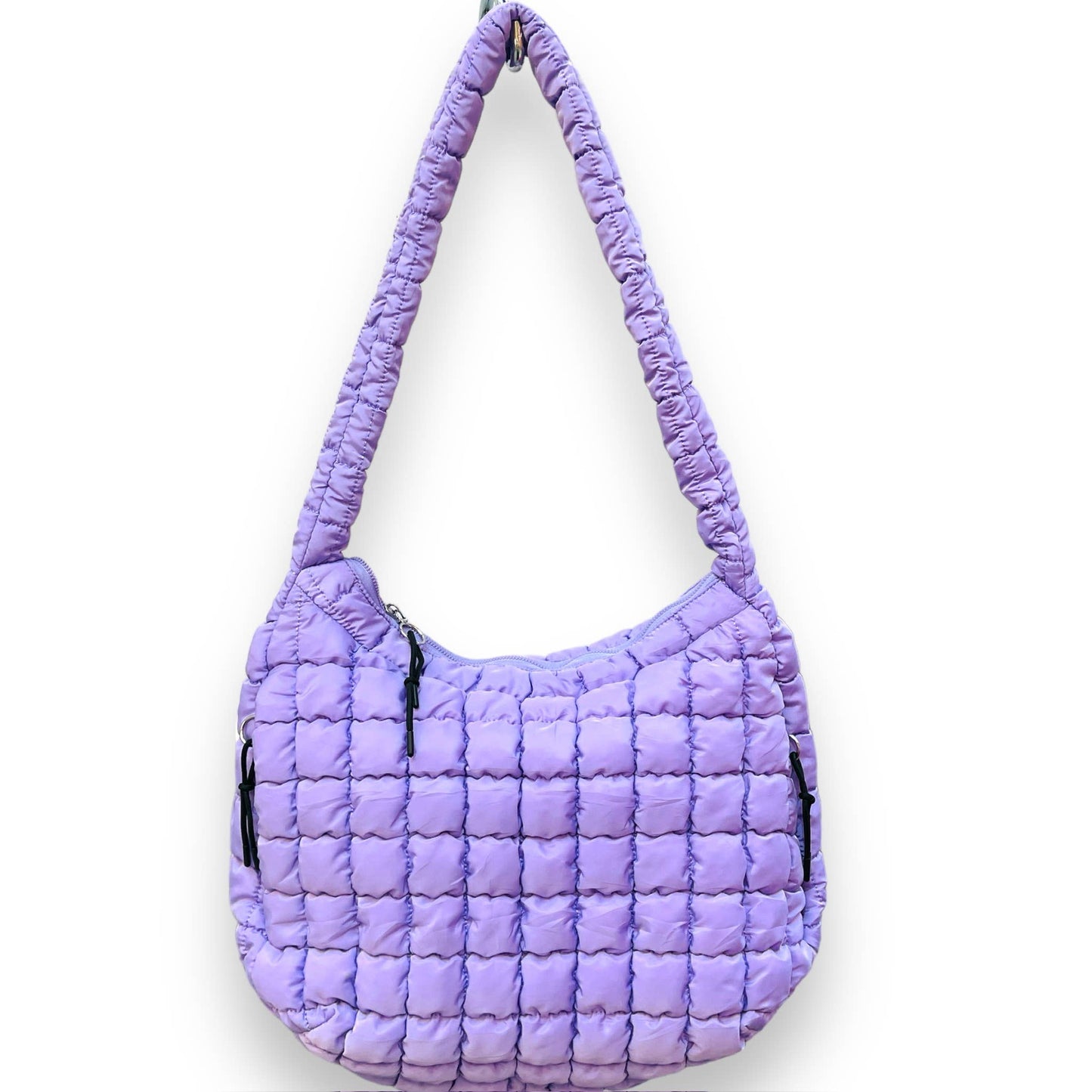 Quilted Puffer Shoulder Bags - Multiple Zip Feature
