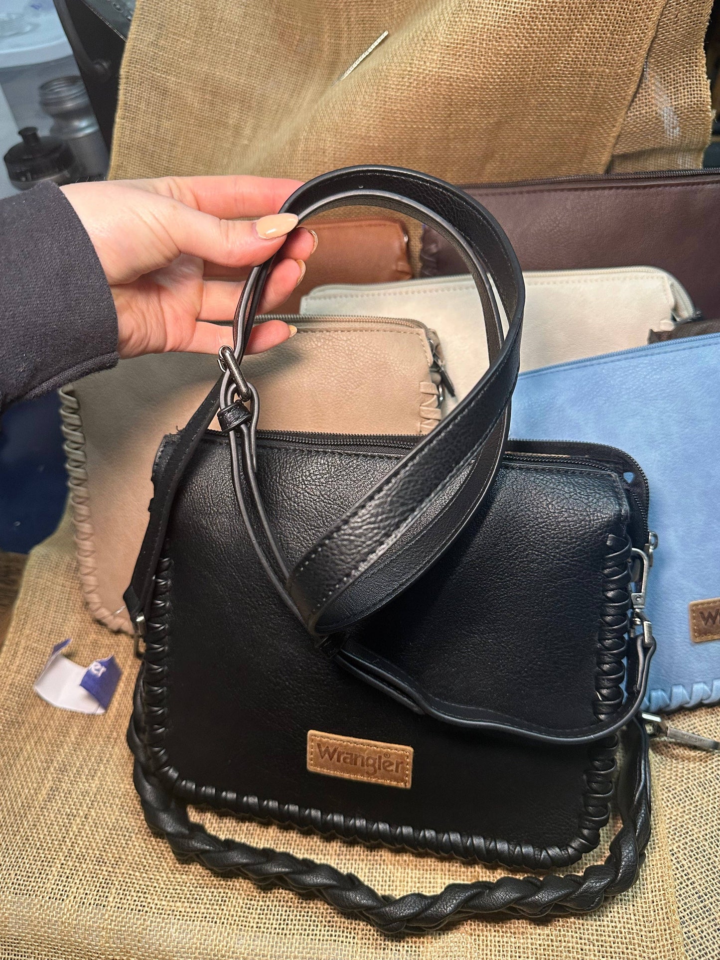 Wrangler Whipstitch Braided Strap Hobo/Crossbody Bag