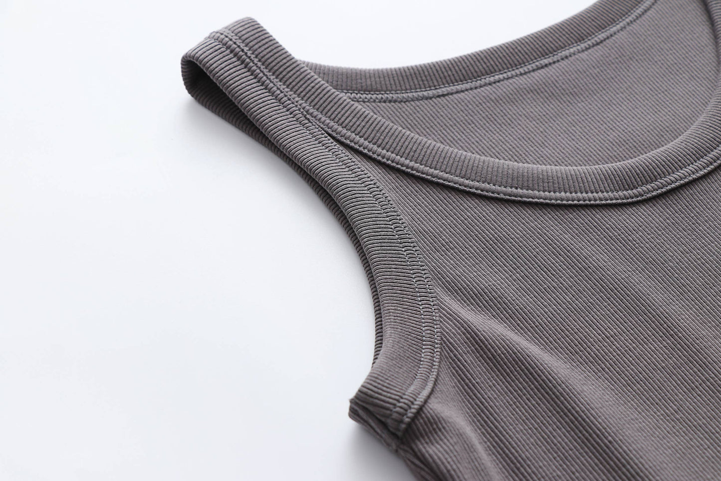 Base cotton round neck rib knit basic white tank top