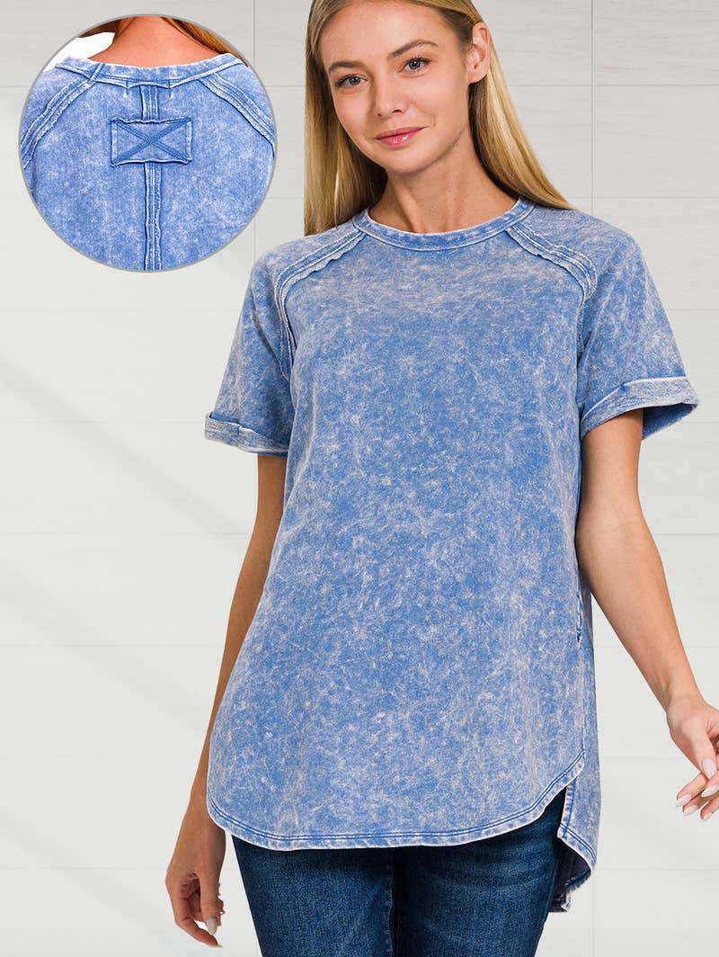 `.French Terry Vintage Wash Casual Top