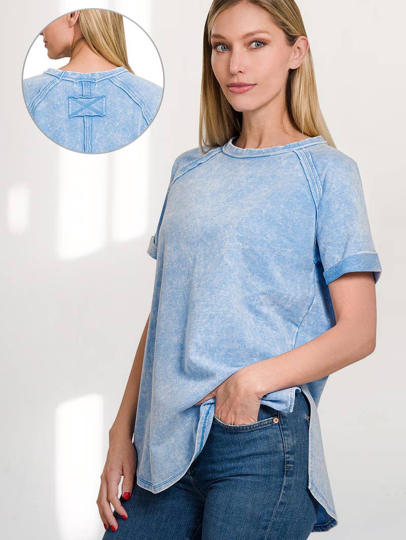 `.French Terry Vintage Wash Casual Top