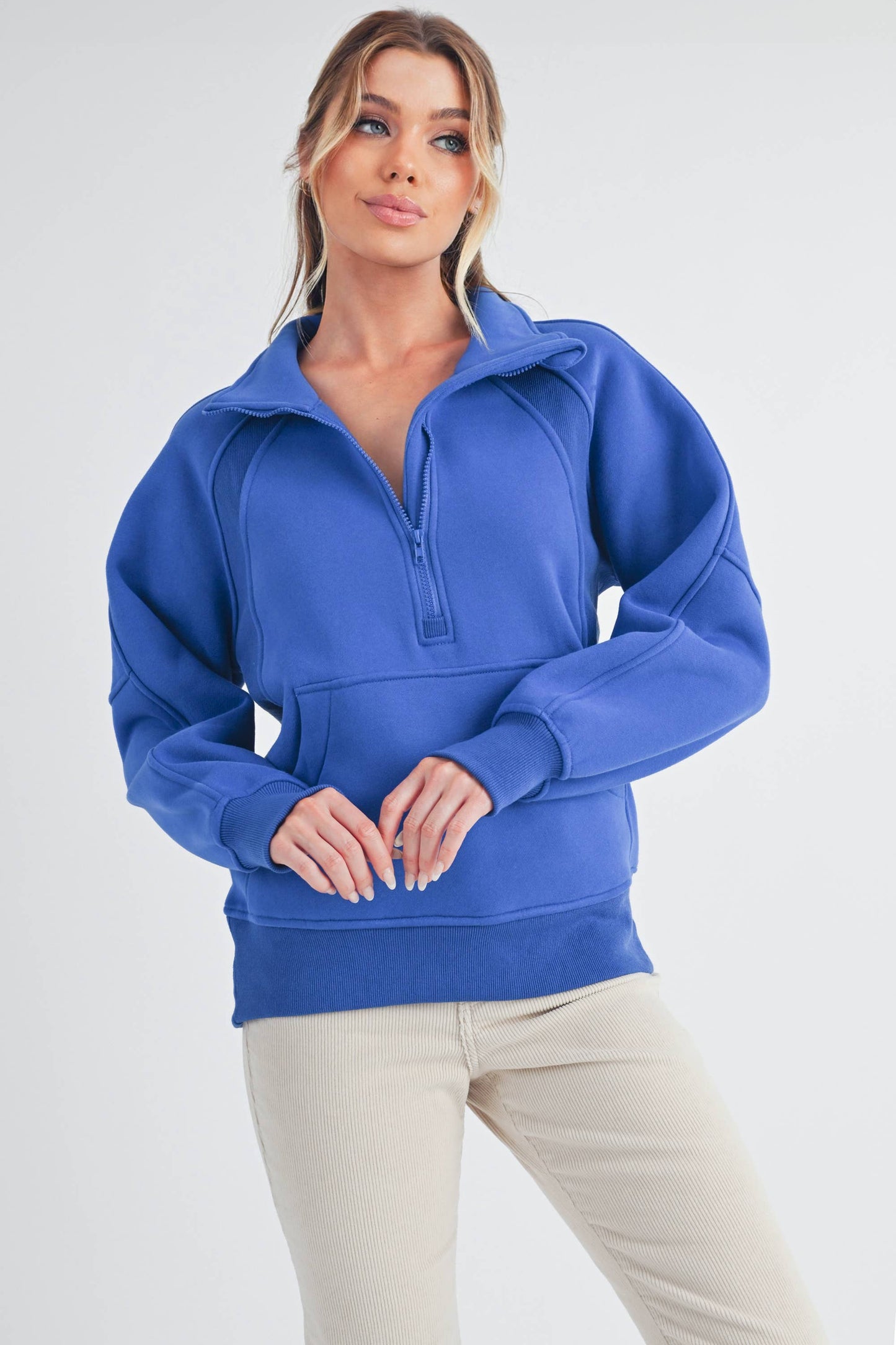 986DK Long Dove Funnel Neck Half Zip 1