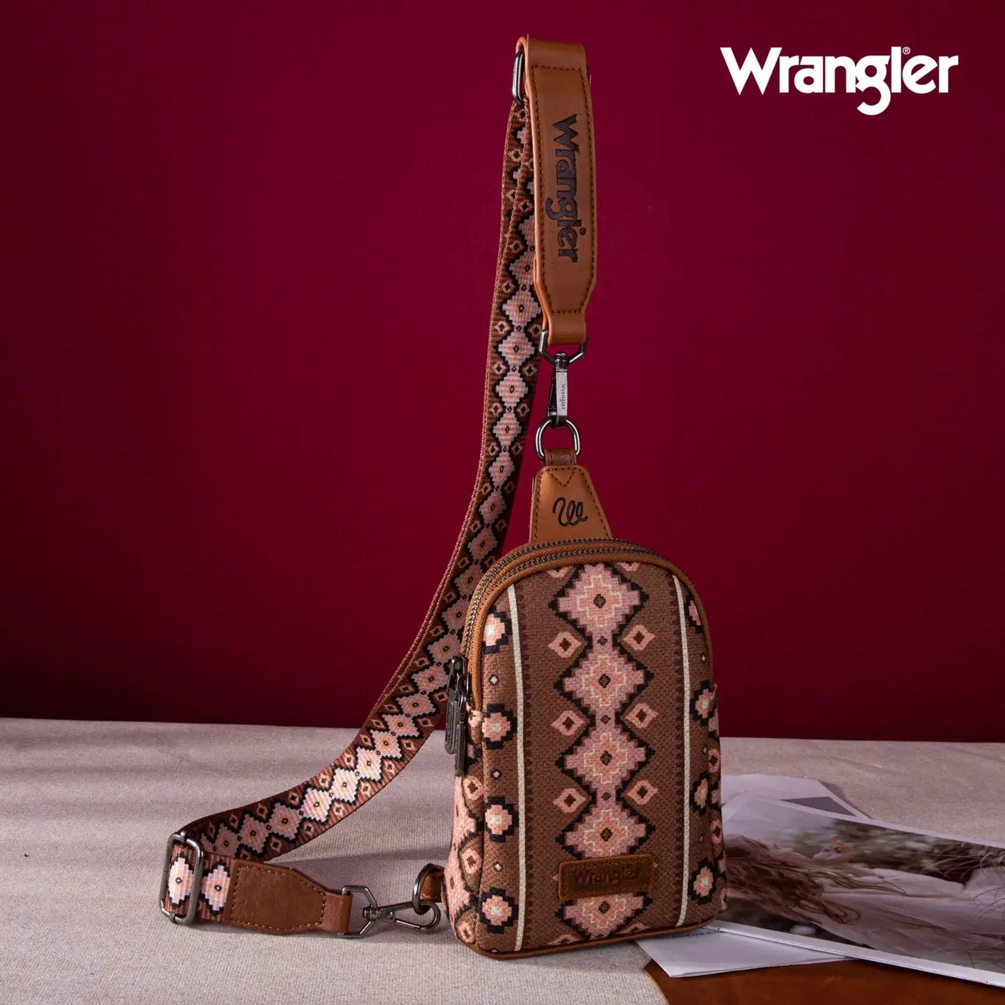 Wrangler Aztec Print Crossbody Chest Bag -