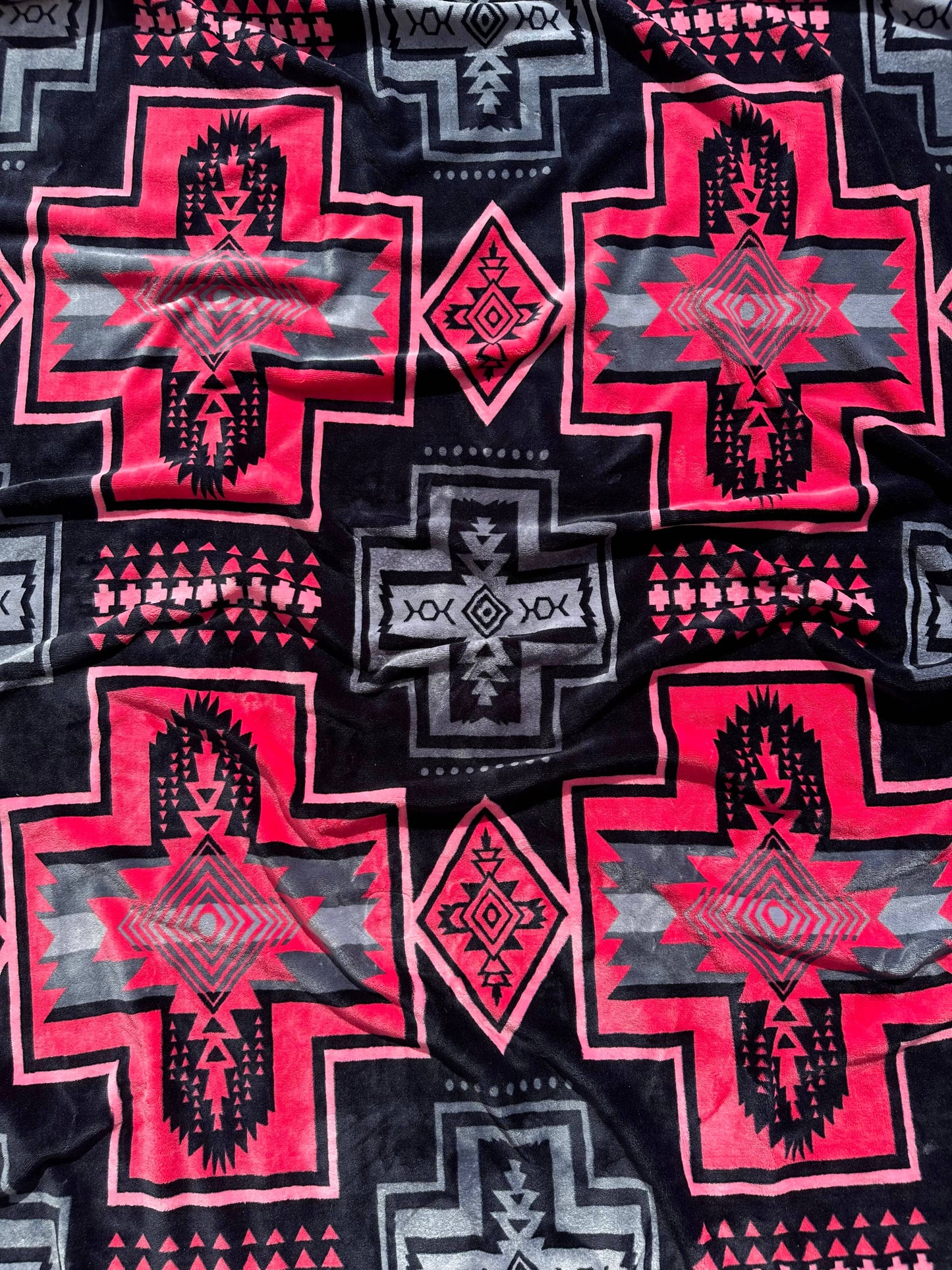 Black Southwest Aztec King Size Super Soft Plush Blanket