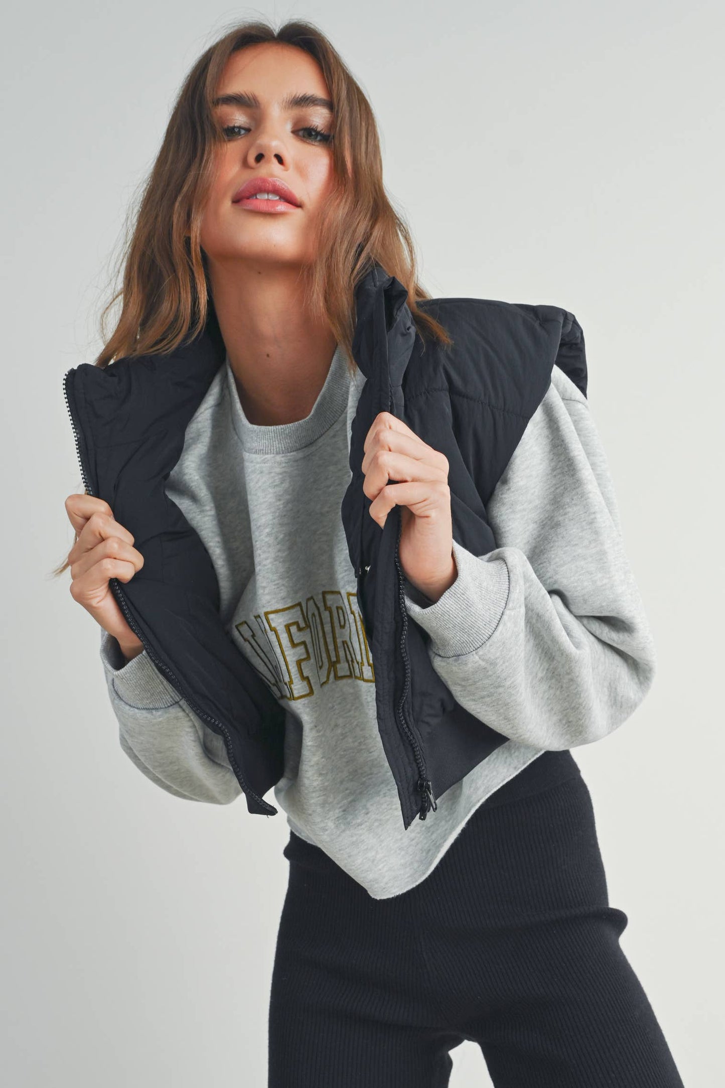 FALL ZIP-UP CROP PUFFER FALL VEST - BMJ7012