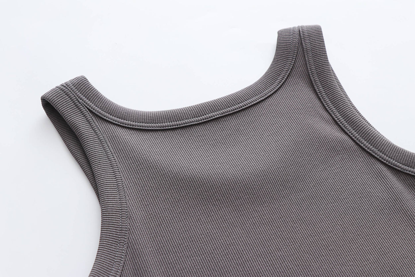 Base cotton round neck rib knit basic white tank top
