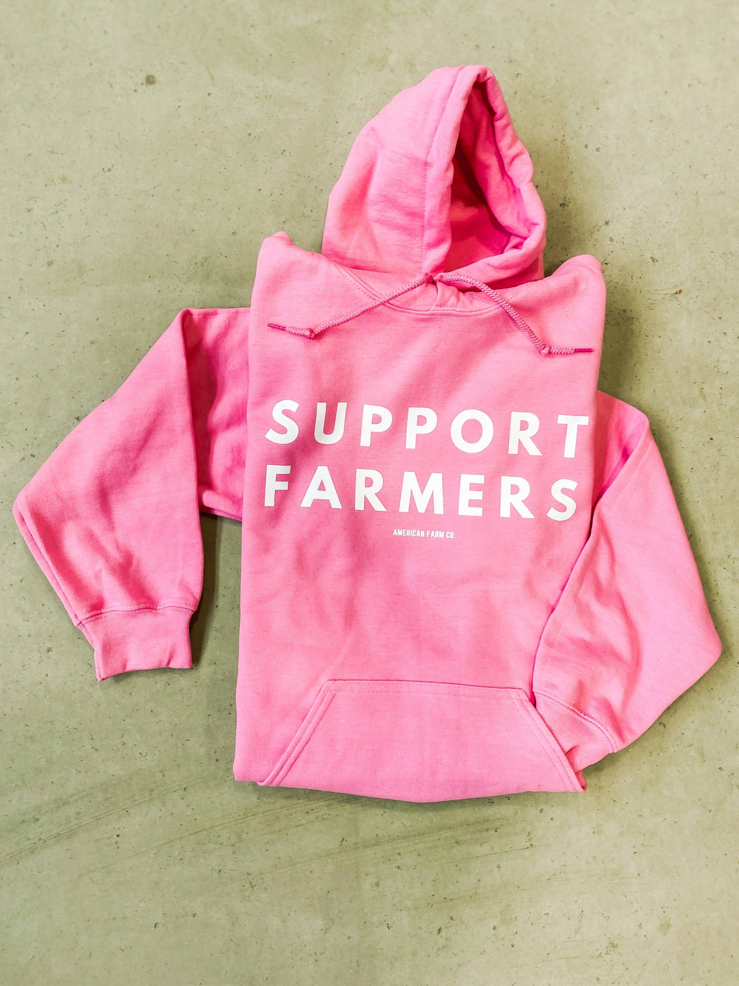 Western 'Support Farmers' Pink Graphic Hoodie