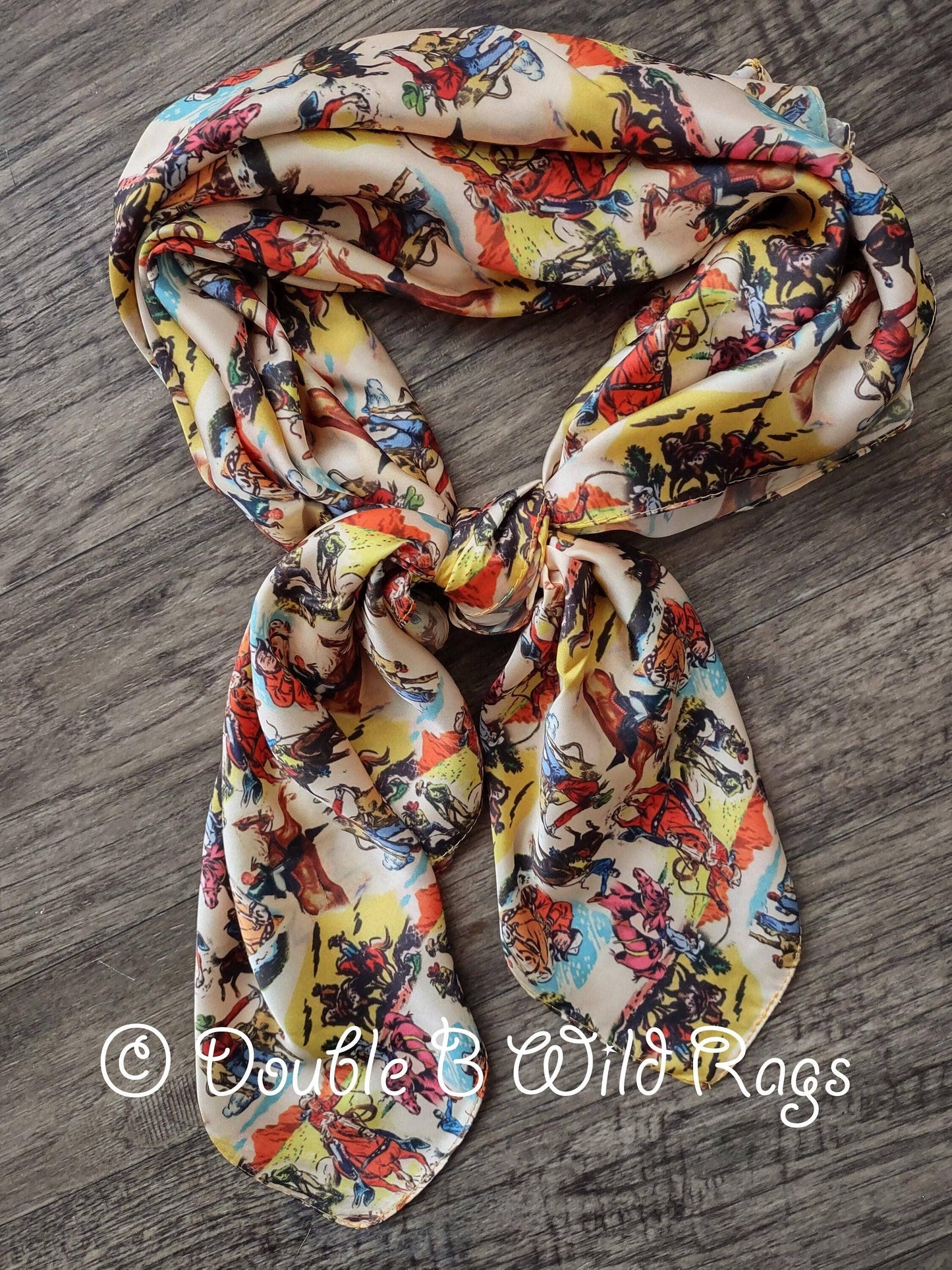 WILD RAG Vintage Retro Cowboy Cartoon Comic Book Western Neck Scarf Bandanna by Double B Wild Rags