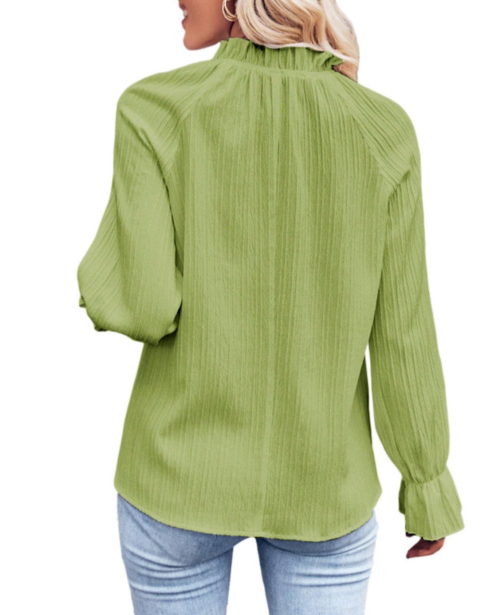 Frilled Bubble Sleeve Blouse