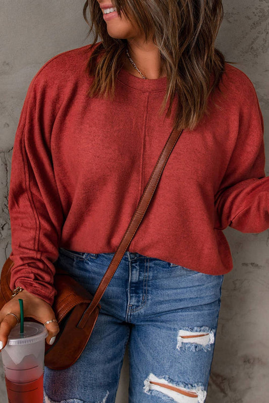 Plus Size Casual Basic Blank Solid Long Sleeve Tops (S-3X)