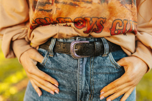Western Engraved Faux Leather Belt