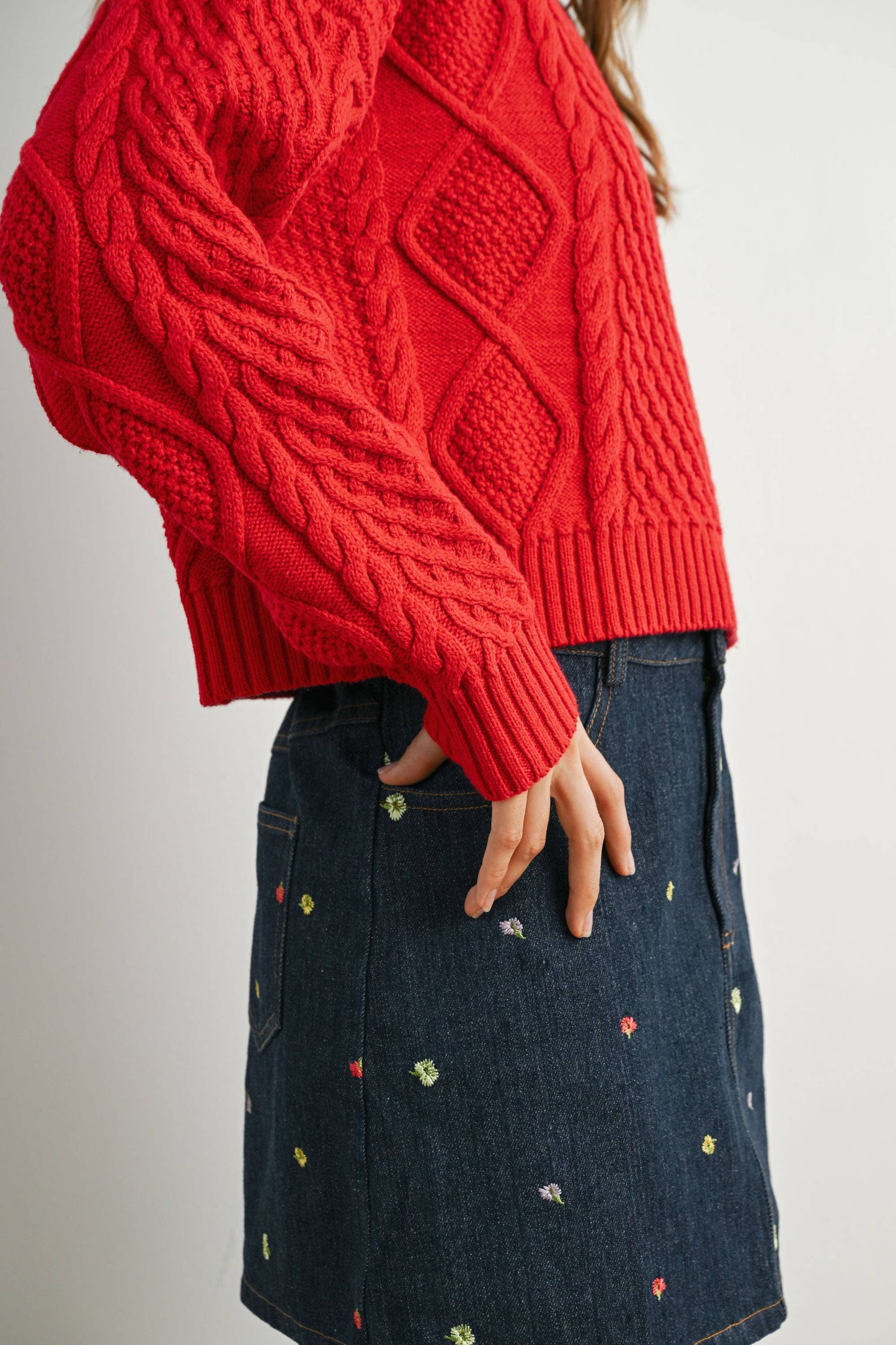 Fall Casual Solid Cable Knit Sweater - BMW7194