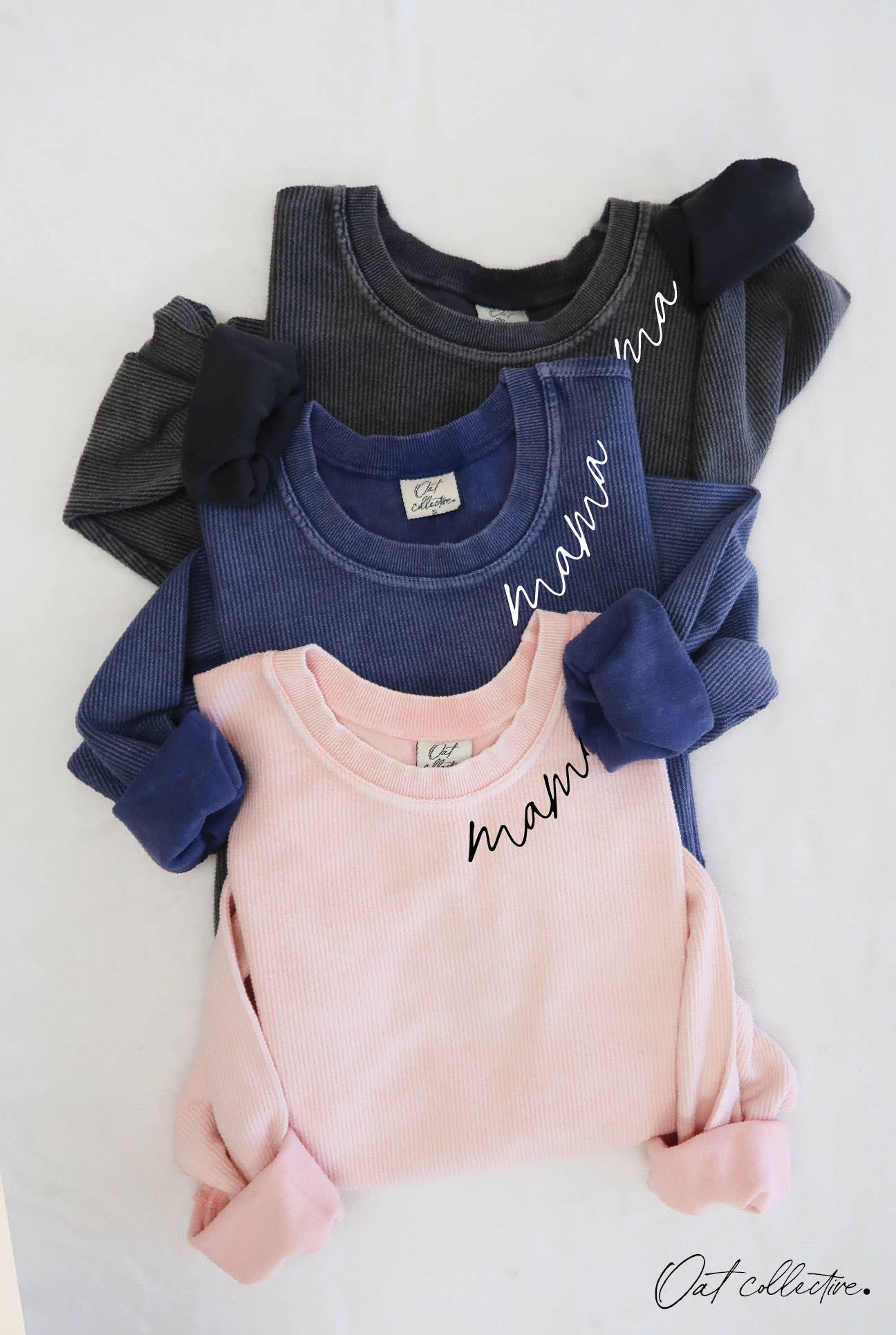 MAMA NECKLINE Cropped Thermal Vintage Pullover