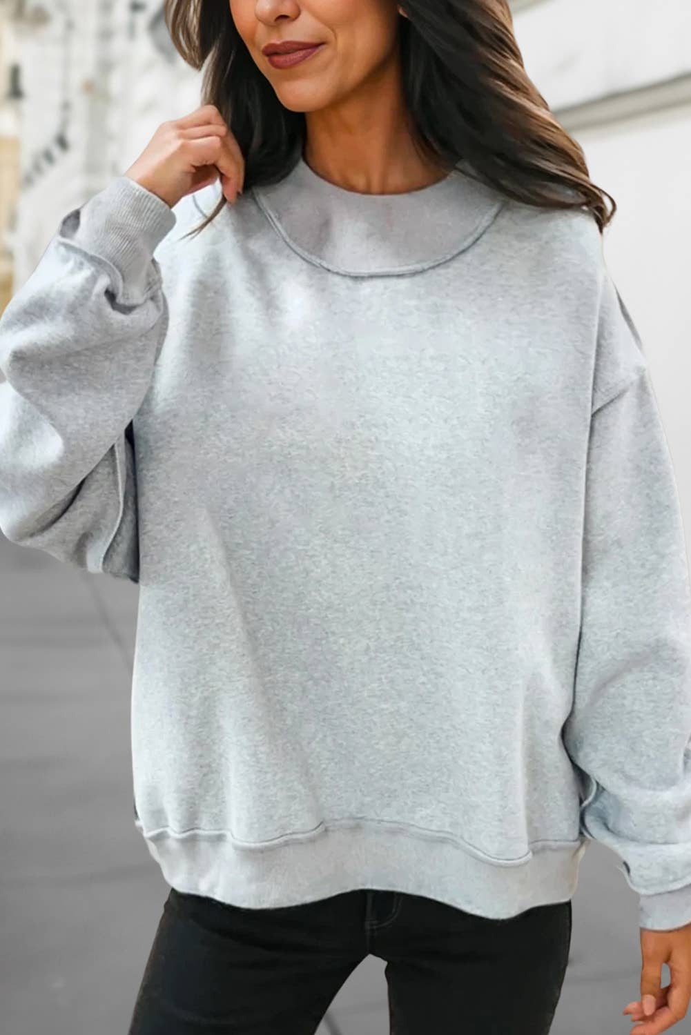 Reversible Oversized Mock Neck Sweatshirt | S-XL