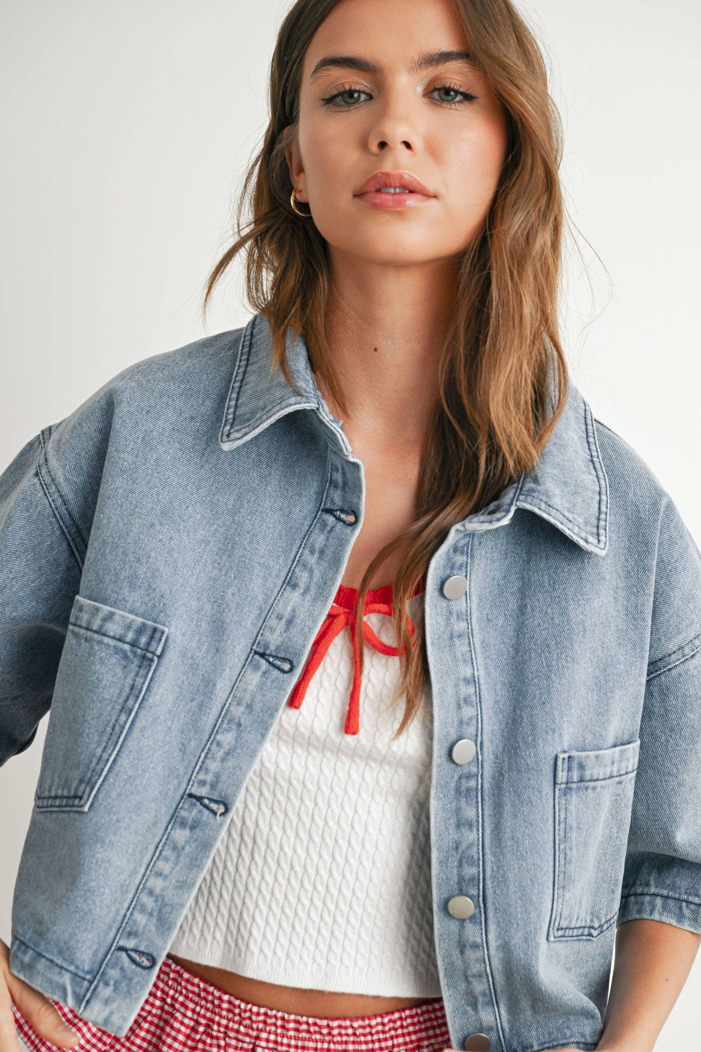 Button Front Cropped Shirt -