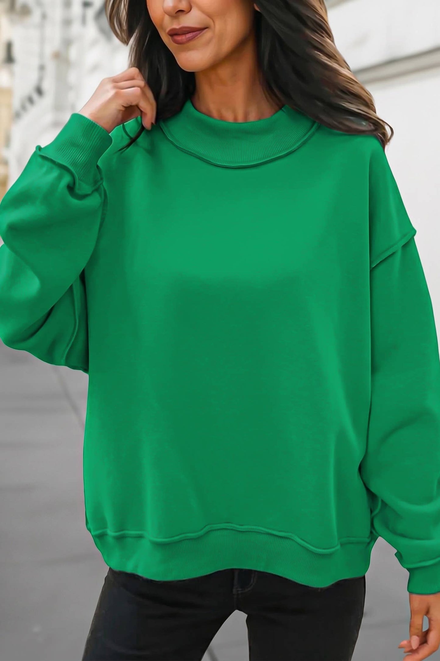 Reversible Oversized Mock Neck Sweatshirt | S-XL