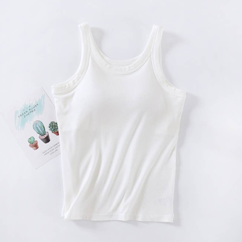 Athleisure built-in bra rib tank top