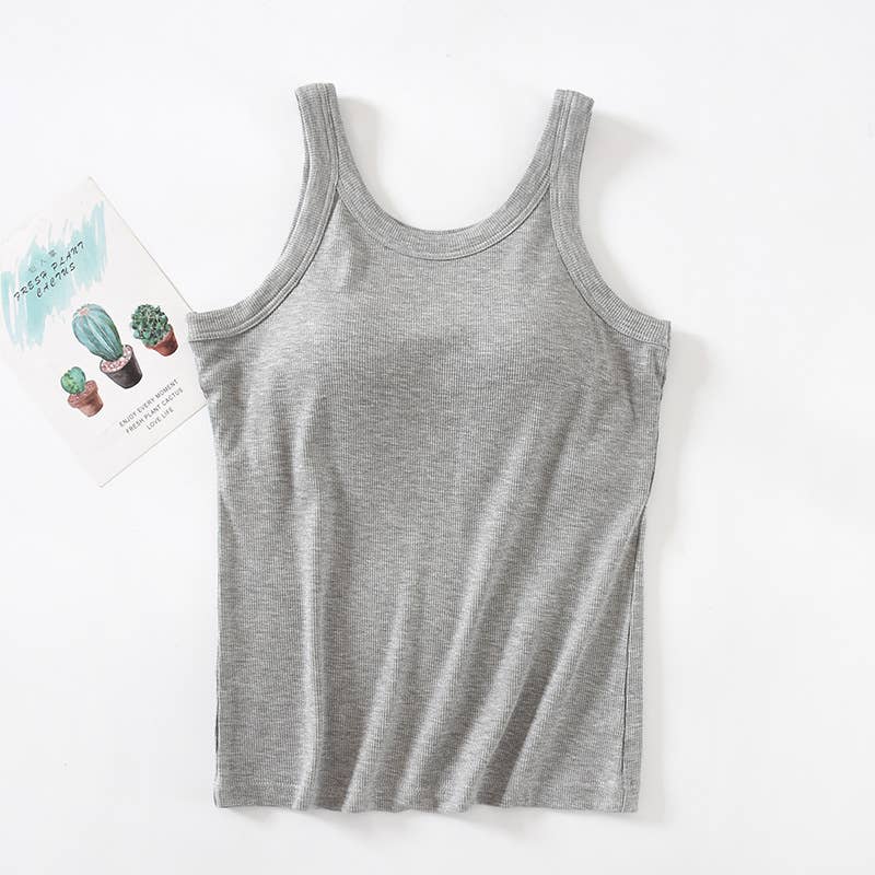 Athleisure built-in bra rib tank top