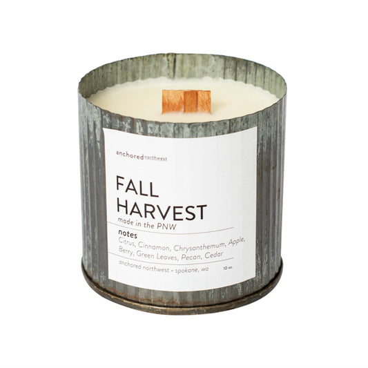 Fall Harvest Rustic Vintage Farmhouse Wood Wick Candle