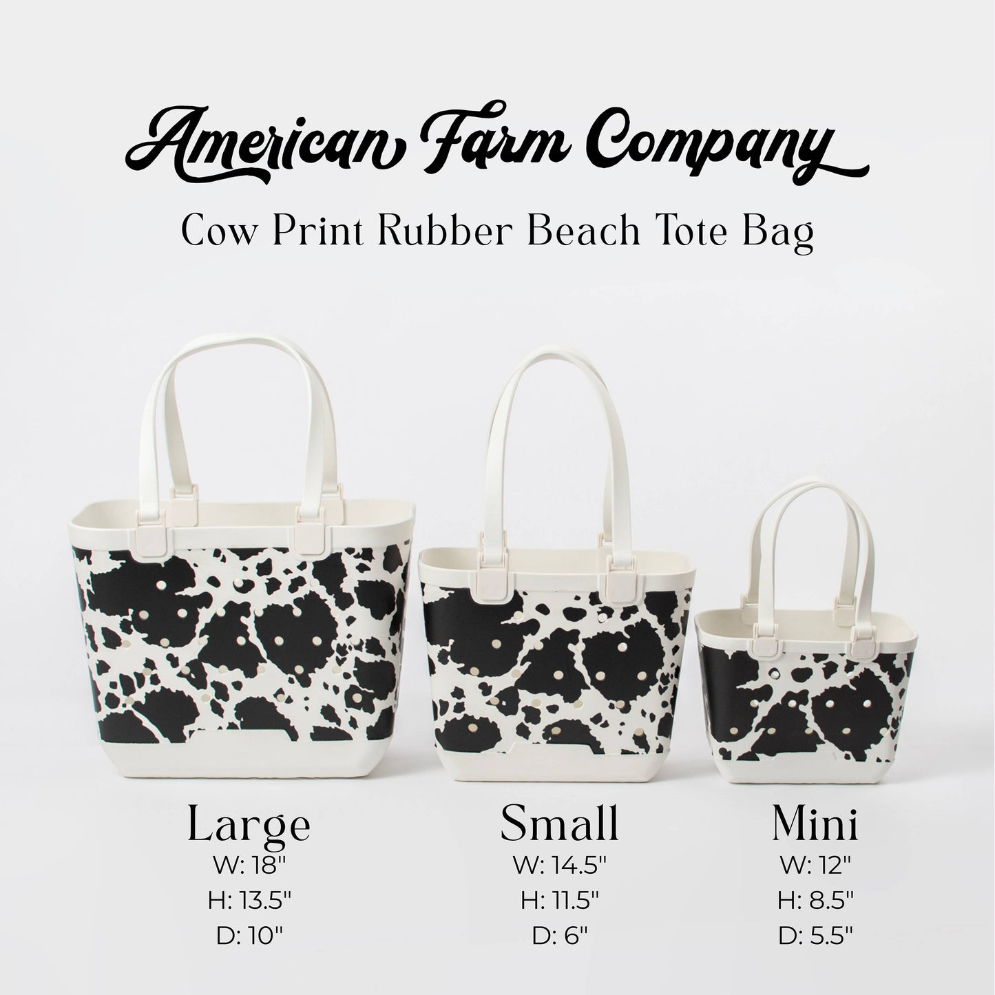 Western Cow Print Rubber Beach Tote Bag - Large