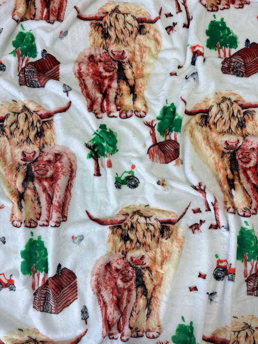 Highland Cows & Cabins King Size Super Soft Plush Blanket