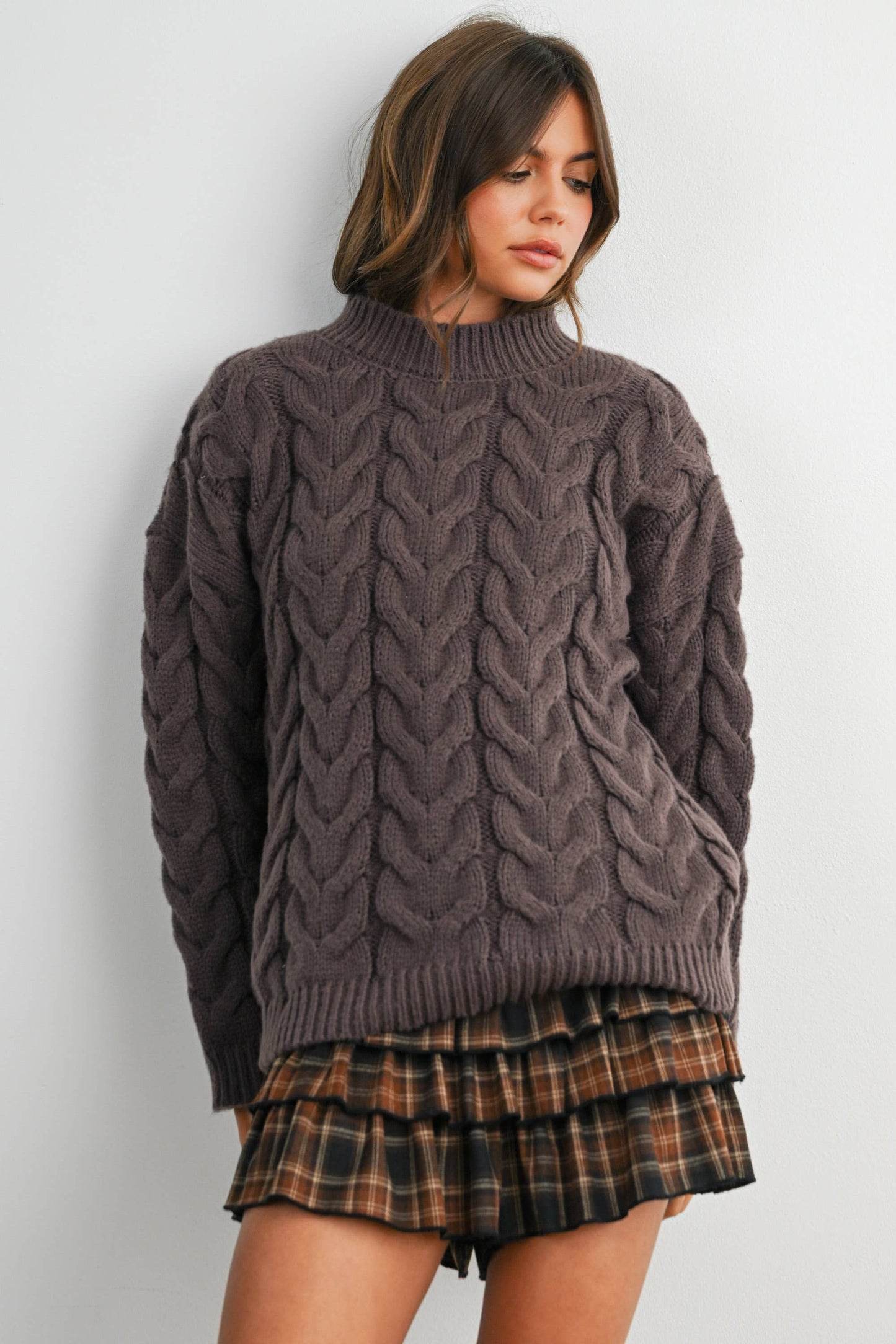 Cable-Knit Long Sleeve Sweater - BMW8100