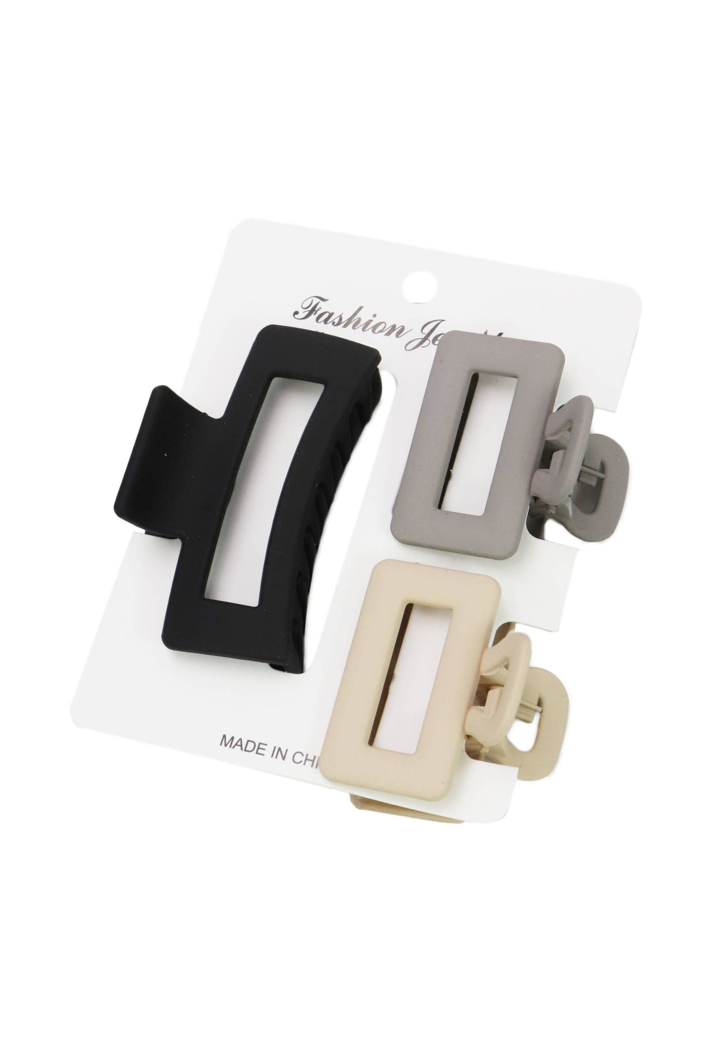 Cubic Matte Earth Tone Hair Claw - 3 pcs/card