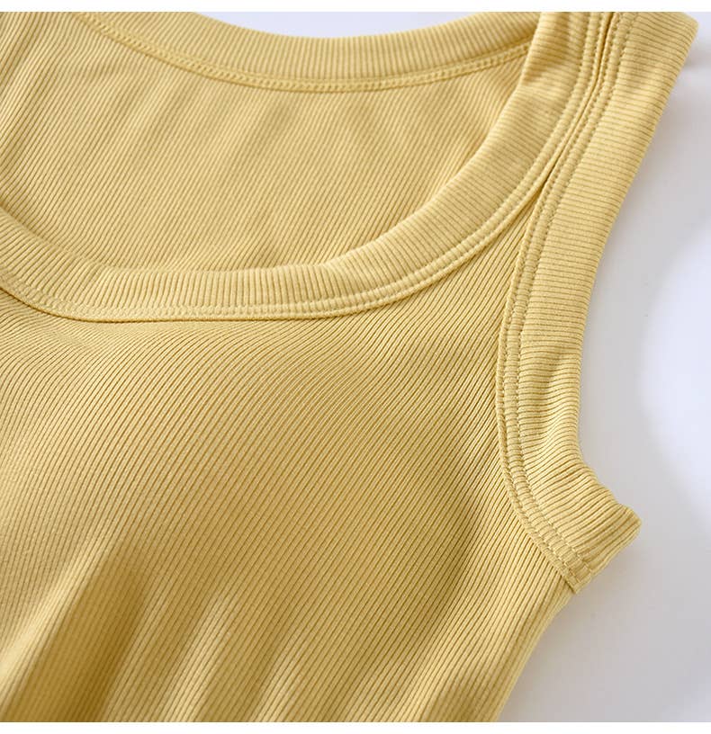 Semi sweetheart built-in bra rib knit basic tank top