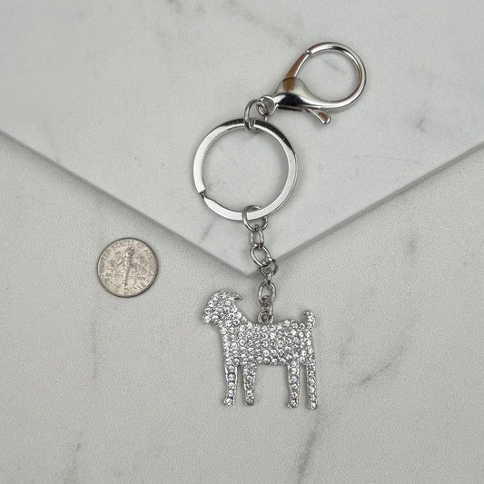Clear crystal goat keychain
