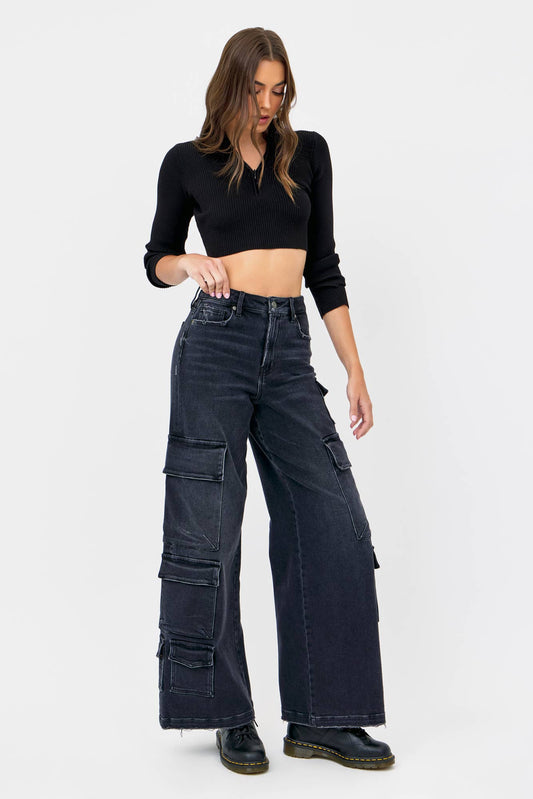 Charcoal Cargo 32" Inseam Wideleg [NORI]