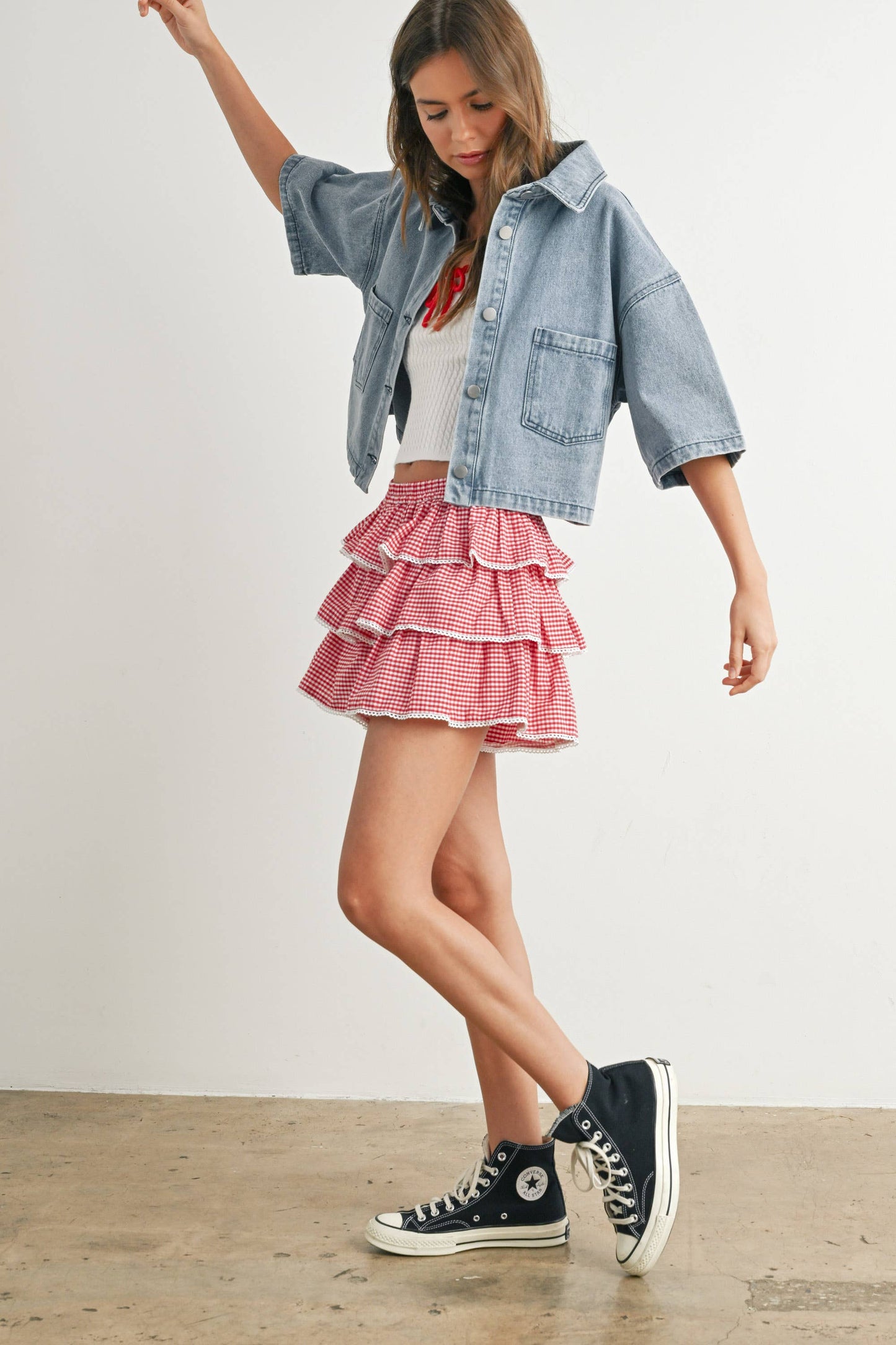 Button Front Cropped Shirt -